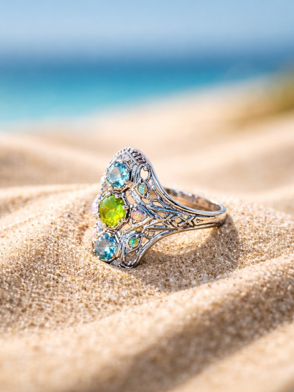 NEW! Peridot, Topaz & Opal Ring - Picture 8 of 12